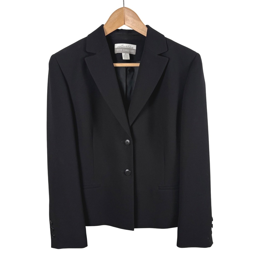 Vtg Petite Sophisticate Blazer 10P Black Career Minimalist Corporate Capsule